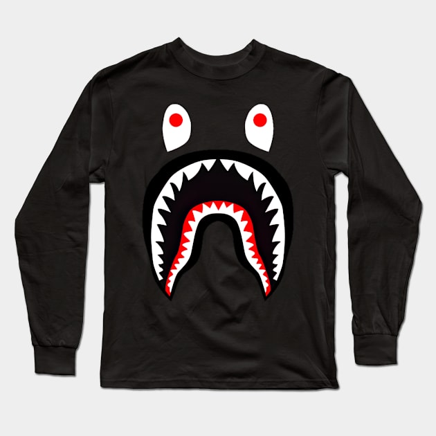 Bape Shark Sticker Long Sleeve T-Shirt by Trendy-Now